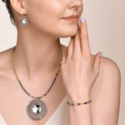 COEUR DE LION Bracelet Amulet Bicolour Crystals & Hematite Gold-Silver