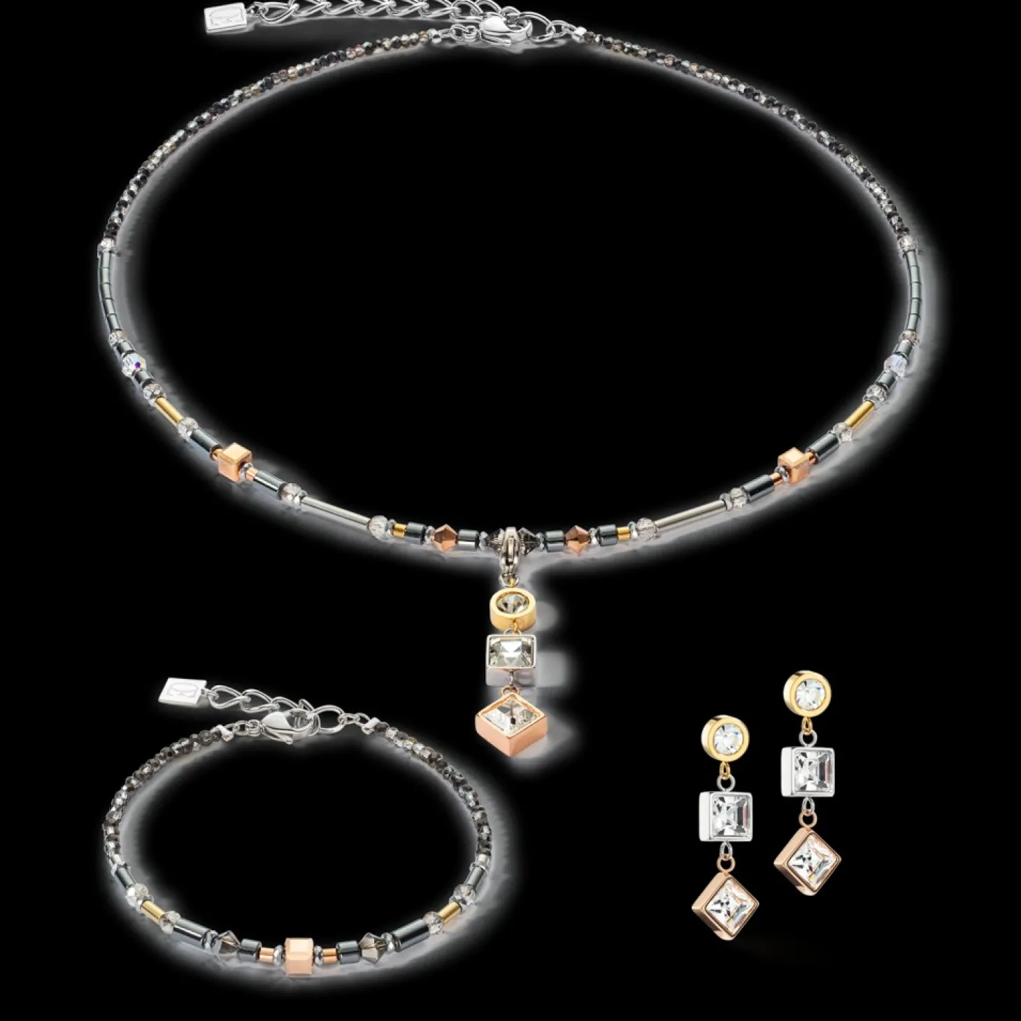COEUR DE LION Bracelet Brilliant Square Trilogy Interchangeable Pendant Tricolor