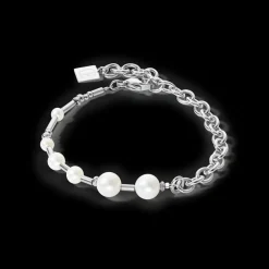 COEUR DE LION Bracelet Freshwater Pearls & Chain Multiwear Silver