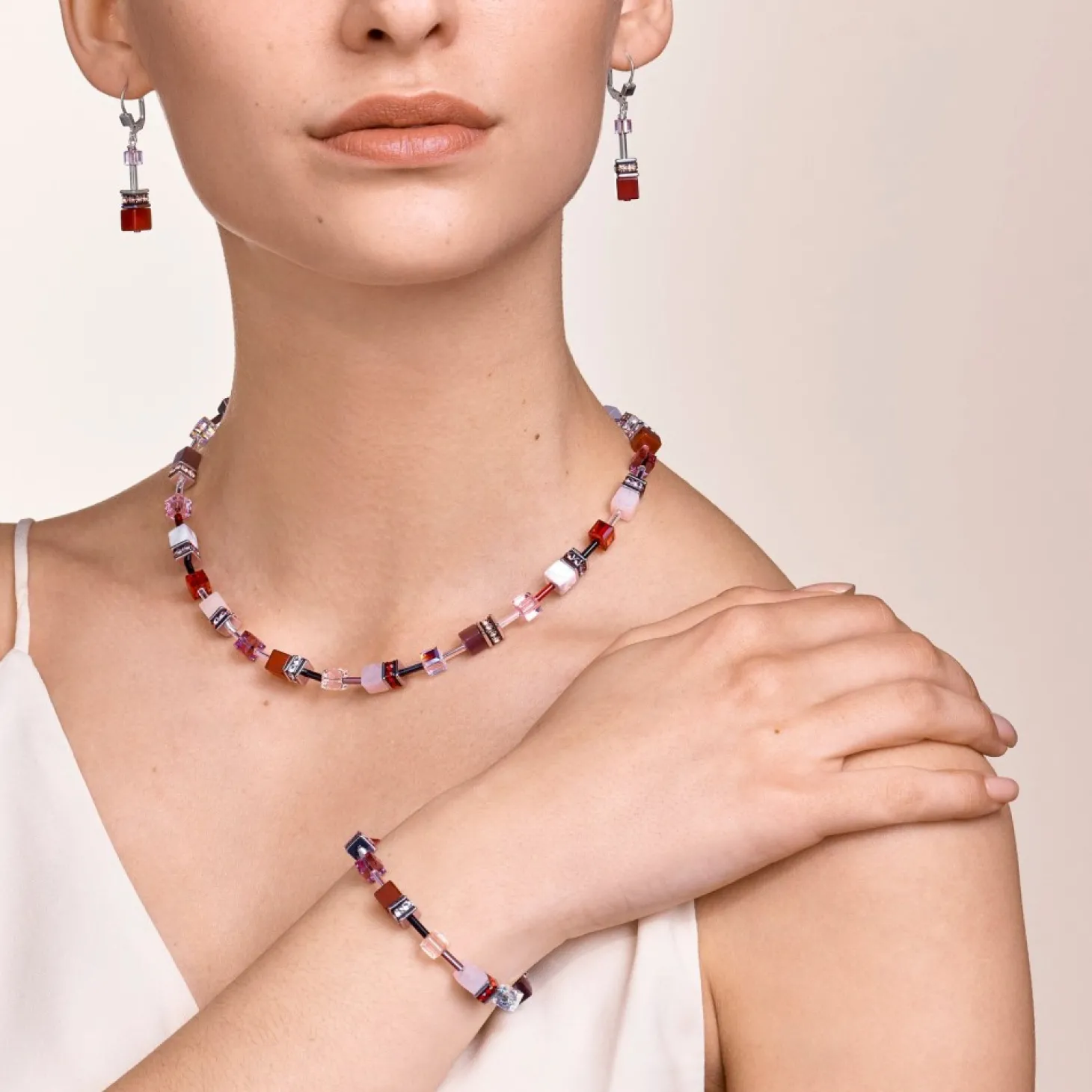 COEUR DE LION Bracelet Geocube® Crystals & Gemstones Red-Purple