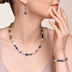 COEUR DE LION Bracelet Geocube® Crystals & Gemstones Blue-Green