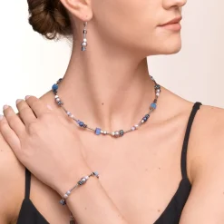 COEUR DE LION Bracelet Pearls & Cubes Gemstones Silver-Blue
