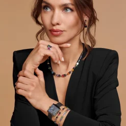 COEUR DE LION Bracelet Stainless Steel & Crystals Silver Multicolor 17
