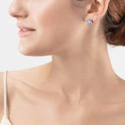COEUR DE LION Brilliant Square Big Earrings Silver Light Blue