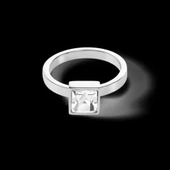 COEUR DE LION Brilliant Square Big Ring Silver Crystal