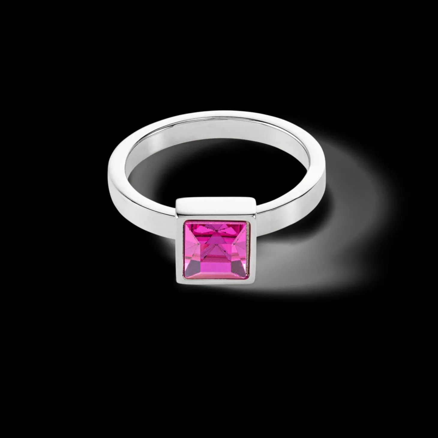 COEUR DE LION Brilliant Square Big Ring Silver Pink