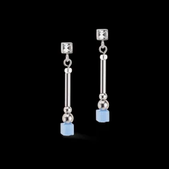 COEUR DE LION Brilliant Square Layer Earrings Silver Light Blue Pink
