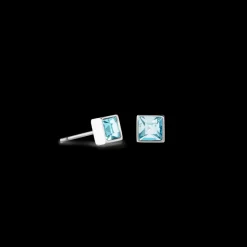 COEUR DE LION Brilliant Square Small Earrings Silver Aqua