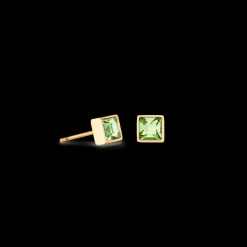 COEUR DE LION Brilliant Square Small Earrings Gold Green