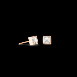 COEUR DE LION Brilliant Square Small Earrings Rose Gold Crystal