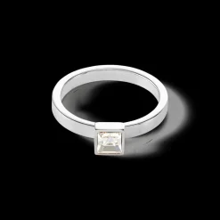 COEUR DE LION Brilliant Square Small Ring Silver Crystal