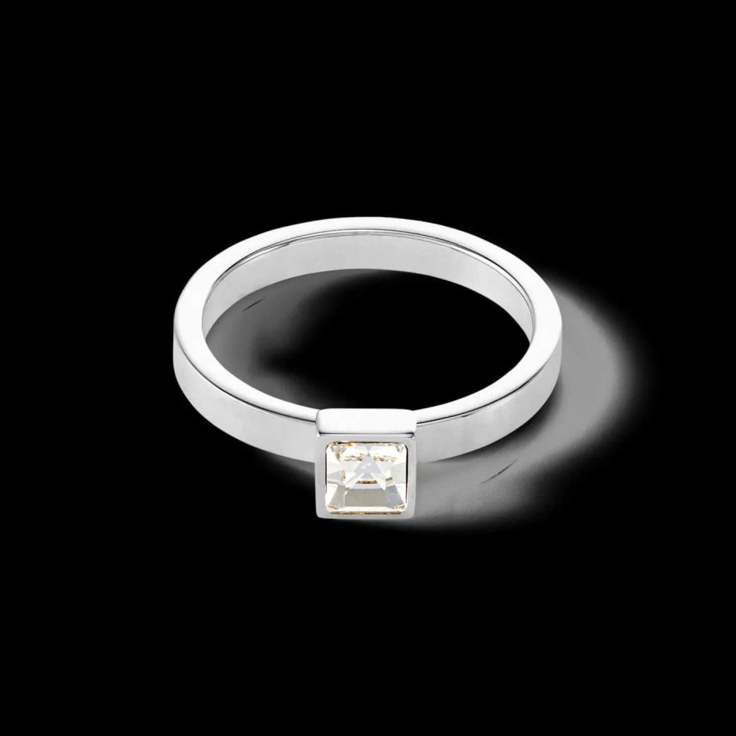 COEUR DE LION Brilliant Square Small Ring Silver Crystal
