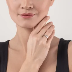 COEUR DE LION Brilliant Square Small Ring Silver Crystal