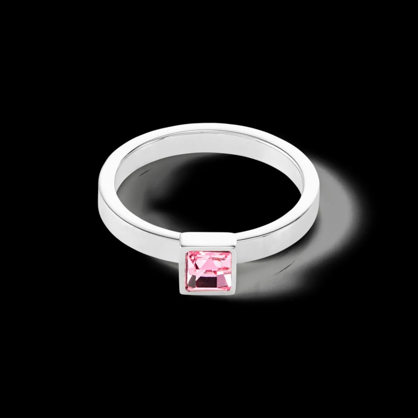 COEUR DE LION Brilliant Square Small Ring Silver Light Pink