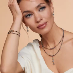 COEUR DE LION Cube Story Minimalistic Sparkling Necklace Grey Gold