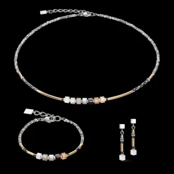 COEUR DE LION Cube Story Minimalistic Sparkling Earrings Grey Gold