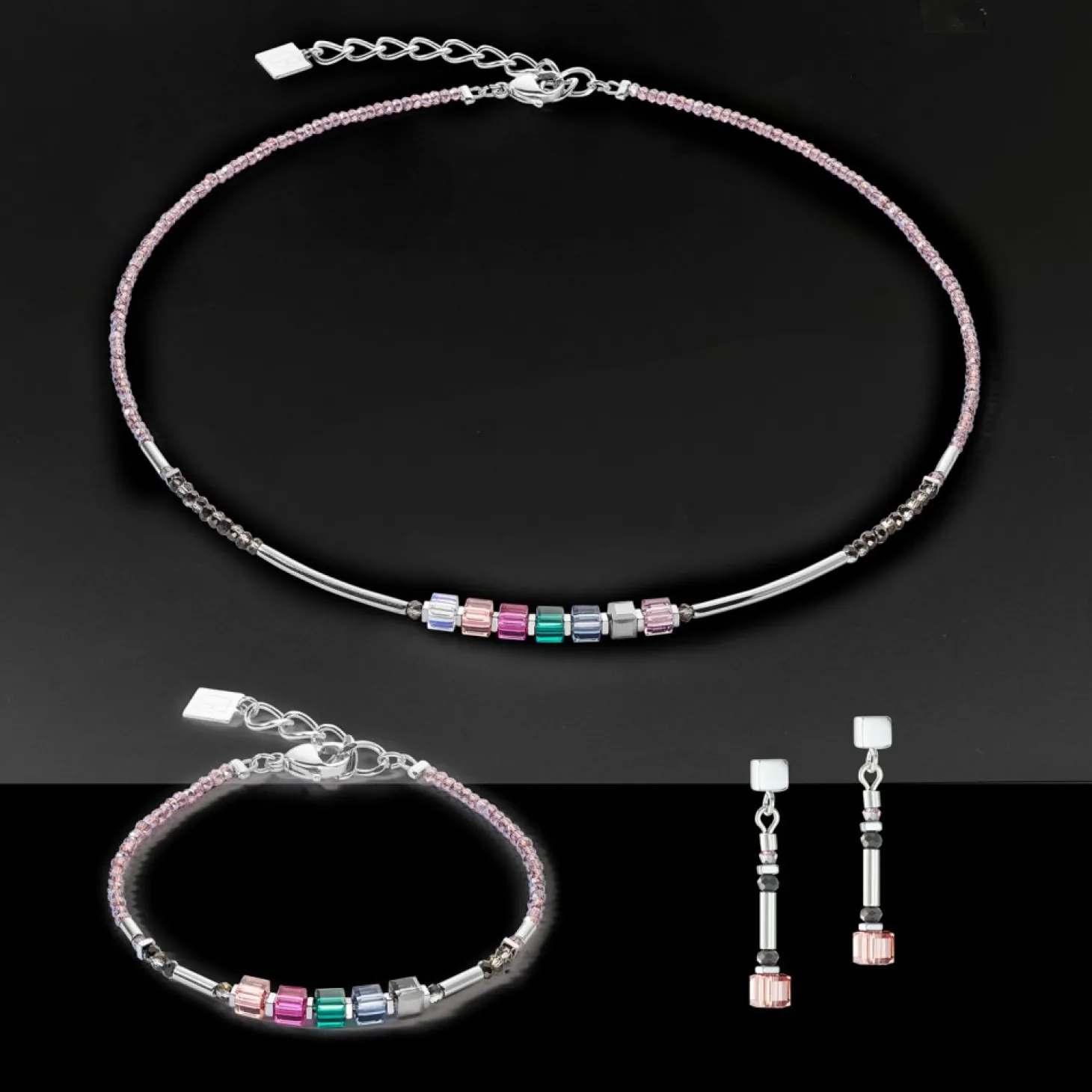 COEUR DE LION Cube Story Minimalistic Sparkling Bracelet Multicolour Art Nouveau