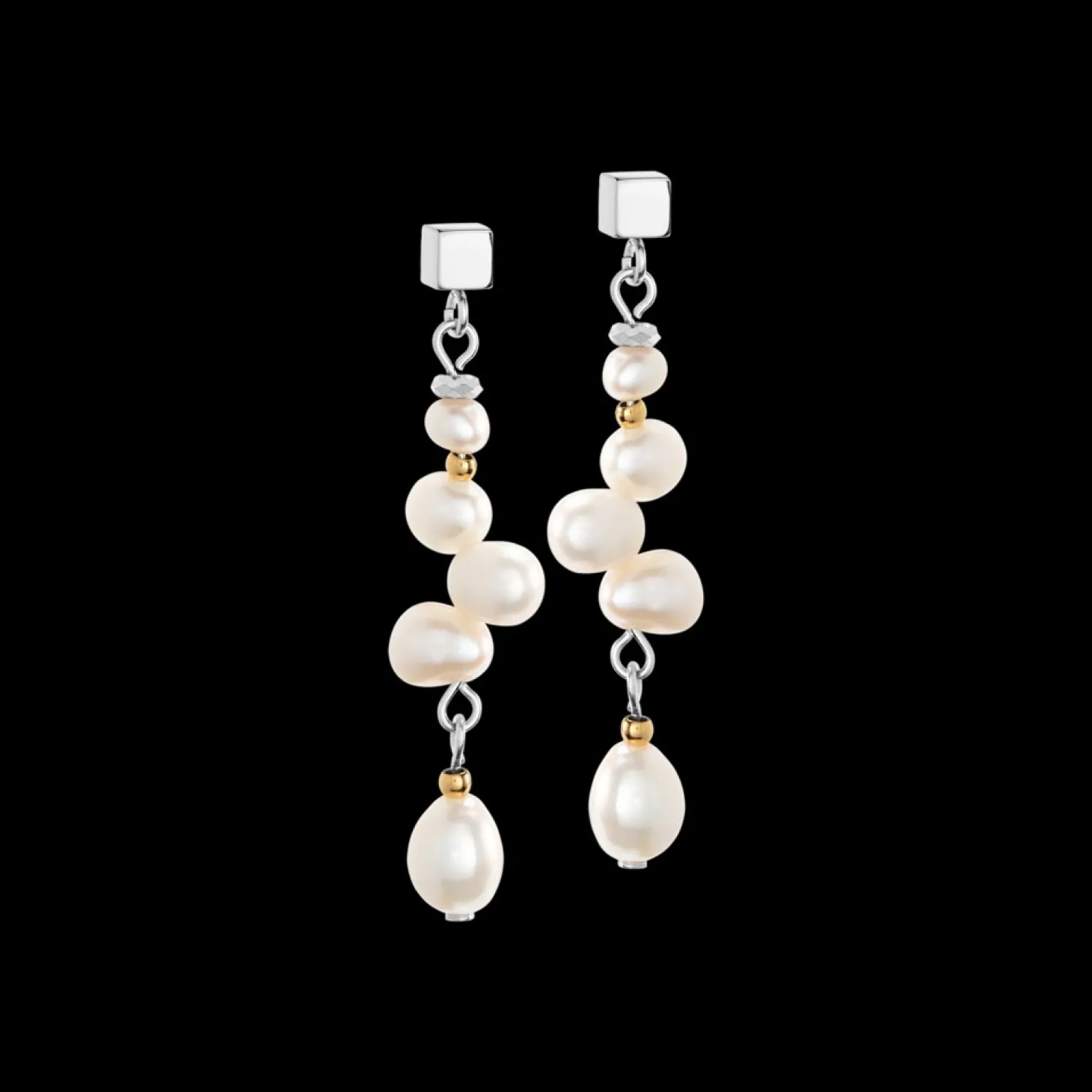 COEUR DE LION Dancing Freshwater Pearls Earrings Bicolor
