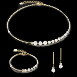 COEUR DE LION Earrings Asymmetry Freshwater Pearls & Stainless Steel White-Gold
