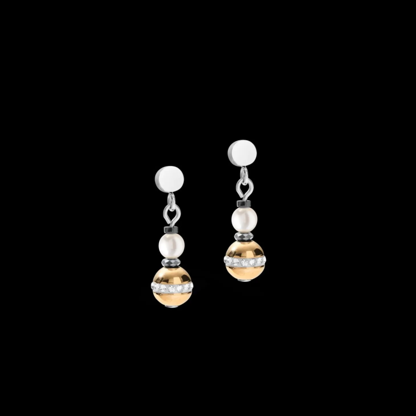 COEUR DE LION Earrings Ball Gemstones & Crystal Pearls Grey-Gold