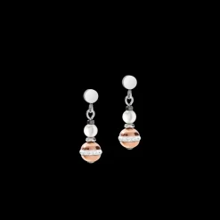COEUR DE LION Earrings Ball Gemstones & Crystal Pearls Grey-Rose Gold