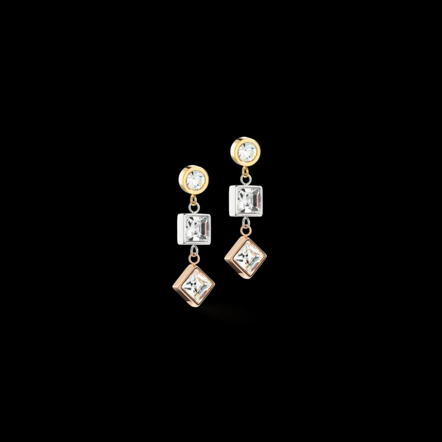 COEUR DE LION Earrings Brilliant Square Trilogy Interchangeable Pendant Tricolor