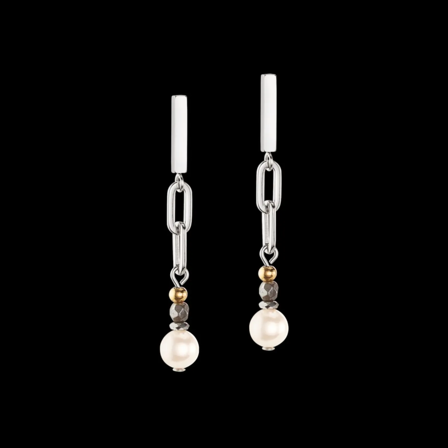 COEUR DE LION Earrings Classic Layer Silver-Grey