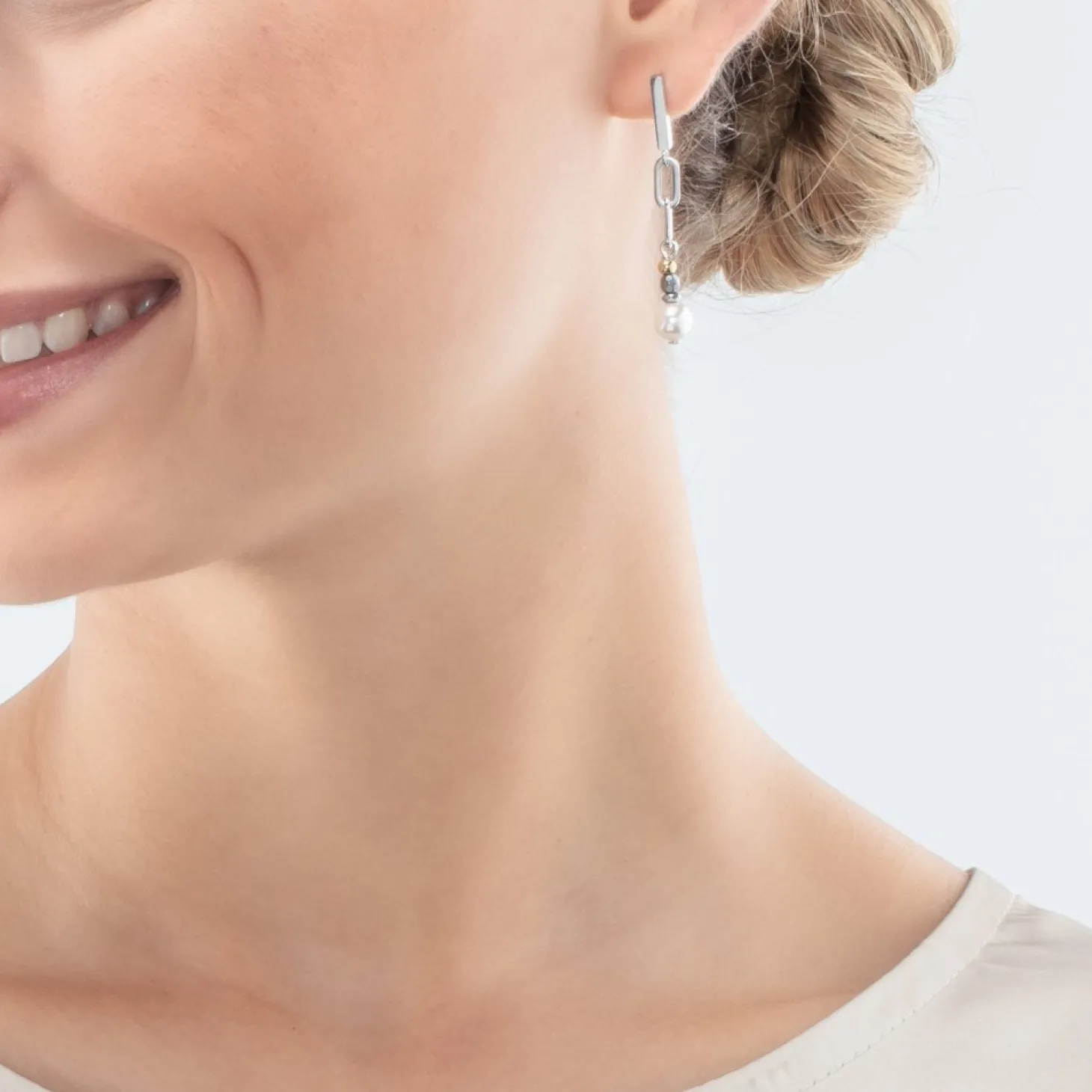 COEUR DE LION Earrings Classic Layer Silver-Grey