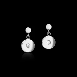 COEUR DE LION Earrings Coin Stainless Steel, Cut Glass & Crystals Light Blue