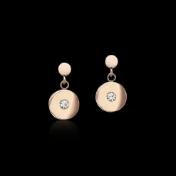 COEUR DE LION Earrings Coins Stainless Steel Rose Gold, Cut Glass & Crystals White