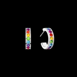 COEUR DE LION Earrings Creole 20 Stainless Steel & Crystals Silver Multicolor