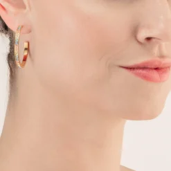 COEUR DE LION Earrings Creole 35 Stainless Steel & Crystals Gold Multi Pastel