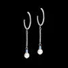 COEUR DE LION Earrings Creole Ypsilon Chain Crystal Pearl, Crystals & Stainless Steel Silver-Light Blue