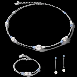 COEUR DE LION Earrings Crystal Pearls, Crystals & Stainless Steel Silver-Light Blue