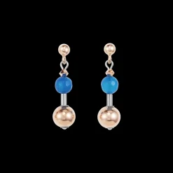 COEUR DE LION Earrings Gemstones, Stainless Steel Rose Gold & Crystals Multicolour