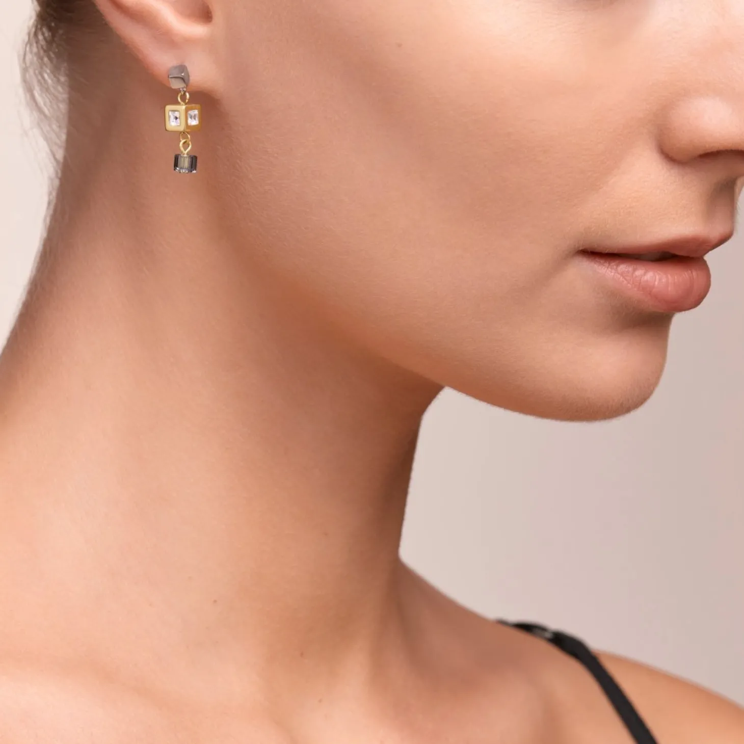 COEUR DE LION Earrings Geocube® Cluster Gold-Silver