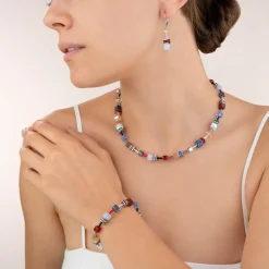 COEUR DE LION Earrings Geocube® Crystals & Gemstones Blue-Red