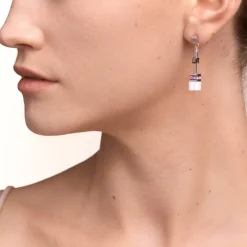 COEUR DE LION Earrings Geocube® Medium Rose-White