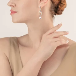 COEUR DE LION Earrings Geocube® Statement Precious Chunky Chain Multiwear Grau-Beige