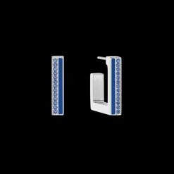 COEUR DE LION Earrings Hoops Square Stripes 20 Silver-Blue