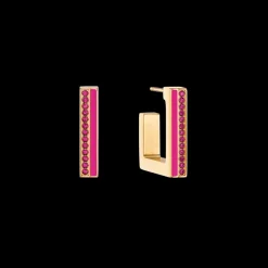 COEUR DE LION Earrings Hoops Square Stripes 20 Gold-Pink