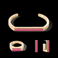 COEUR DE LION Earrings Hoops Square Stripes 20 Gold-Pink