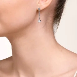 COEUR DE LION Earrings 4-In-1 Ball Stainless Steel Chain & Hematite Silver