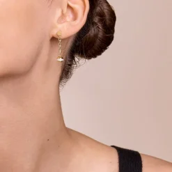 COEUR DE LION Earrings 4-In-1 Ball Stainless Steel Chain & Hematite Gold