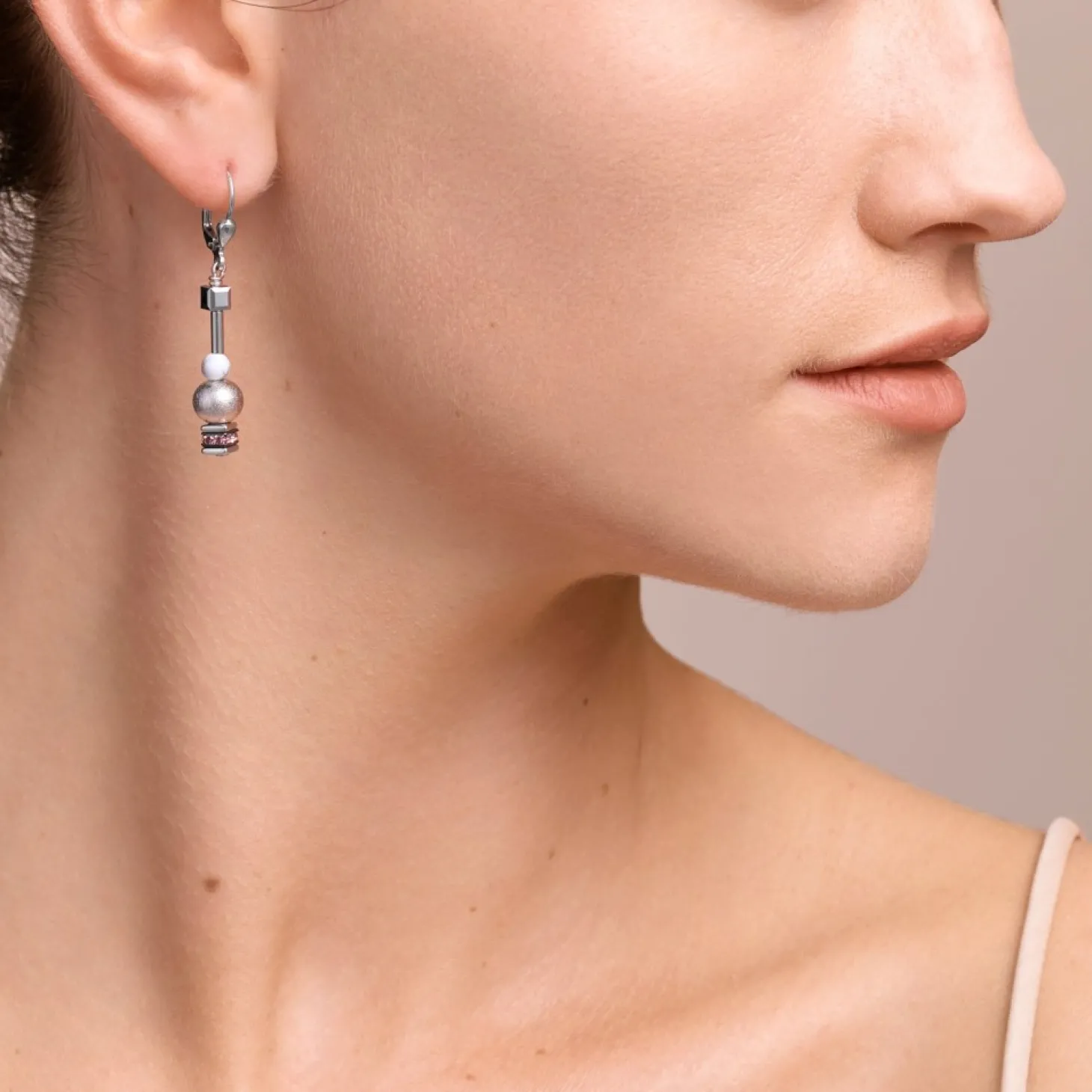 COEUR DE LION Earrings Pearls & Cubes Gemstones Silver-Rose