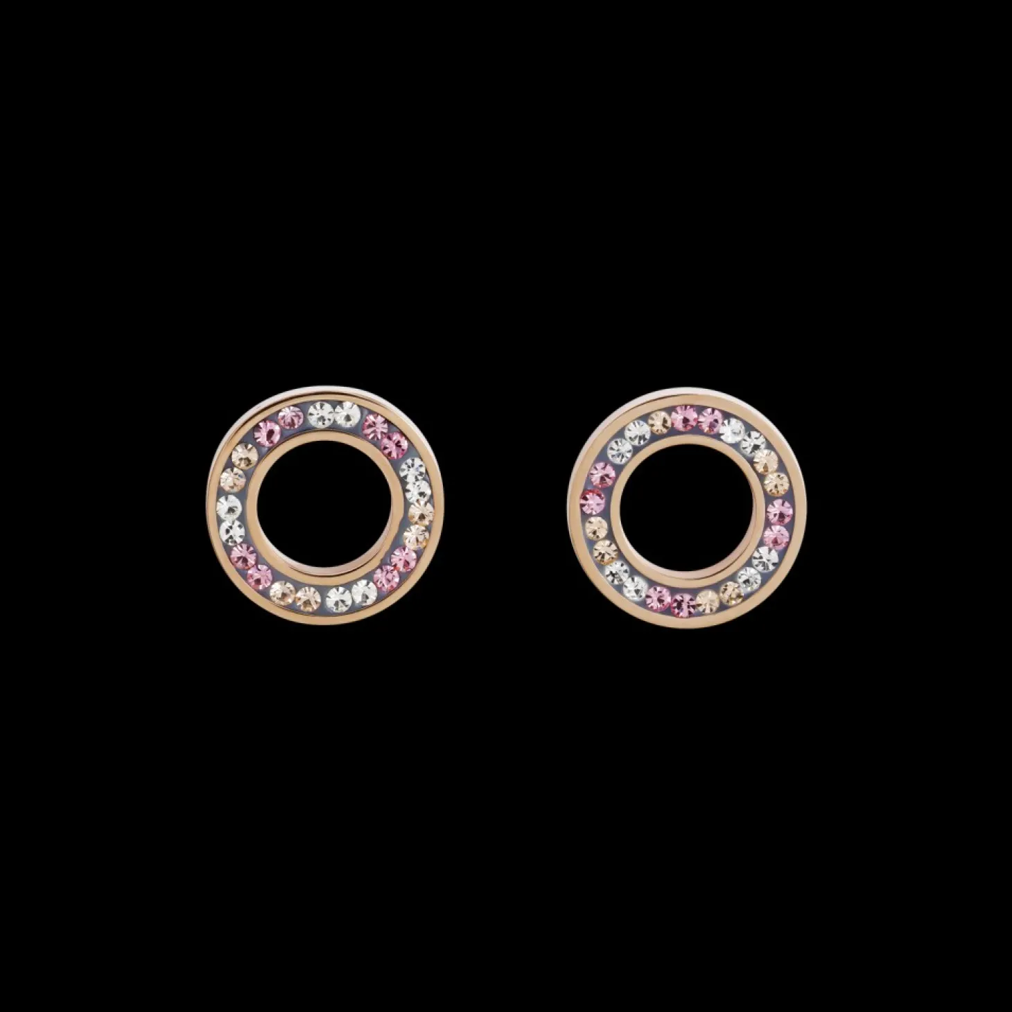 COEUR DE LION Earrings Ring Crystals Pave Rose Small & Stainless Steel Rose Gold & Silver