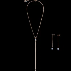 COEUR DE LION Earrings Stainless Steel Rose Gold & Crystals Light Blue