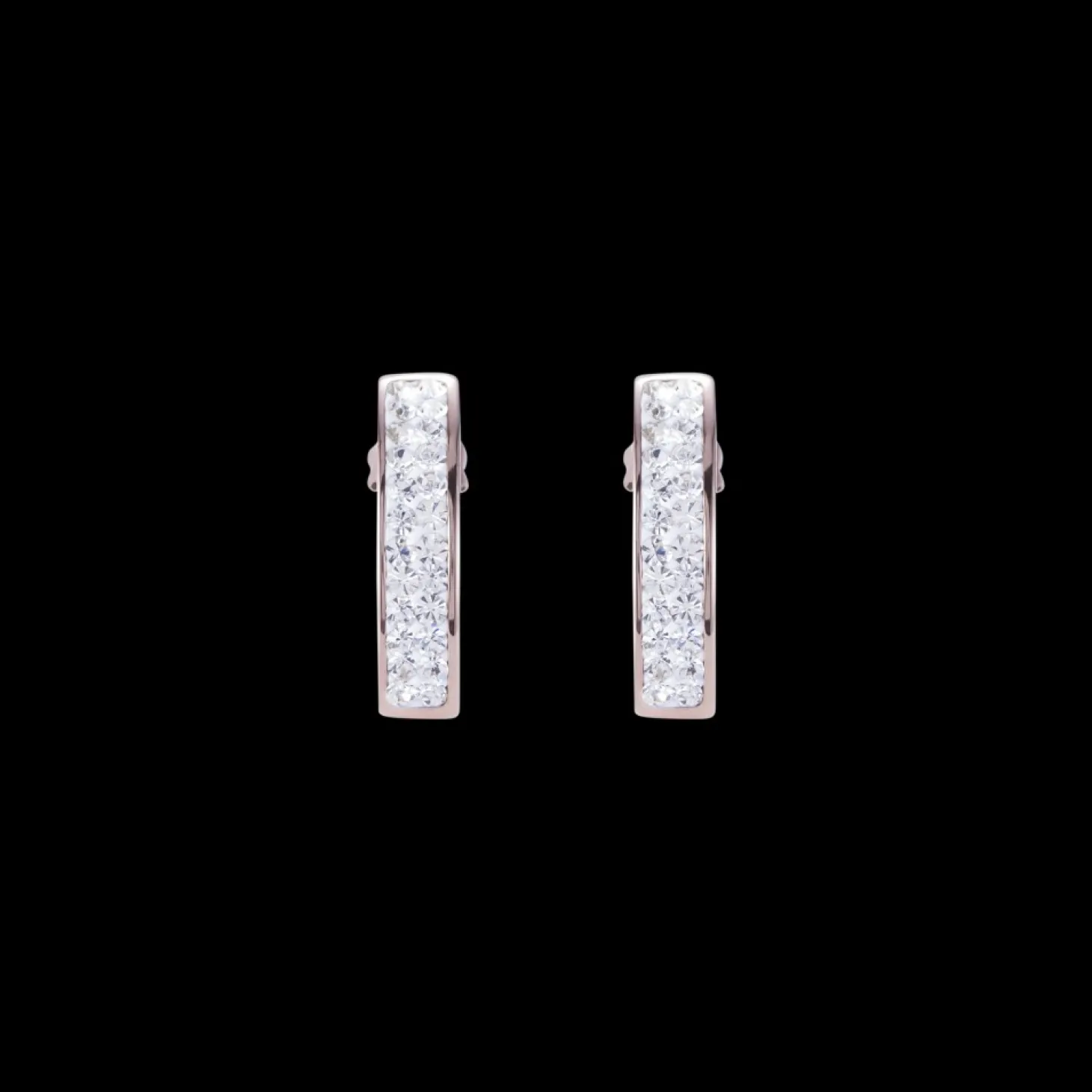 COEUR DE LION Earrings Stainless Steel Rose Gold & Crystals Pave Crystal