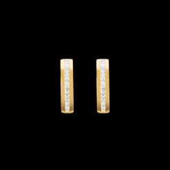 COEUR DE LION Earrings Stainless Steel Gold & Crystals Pave Strip Crystal