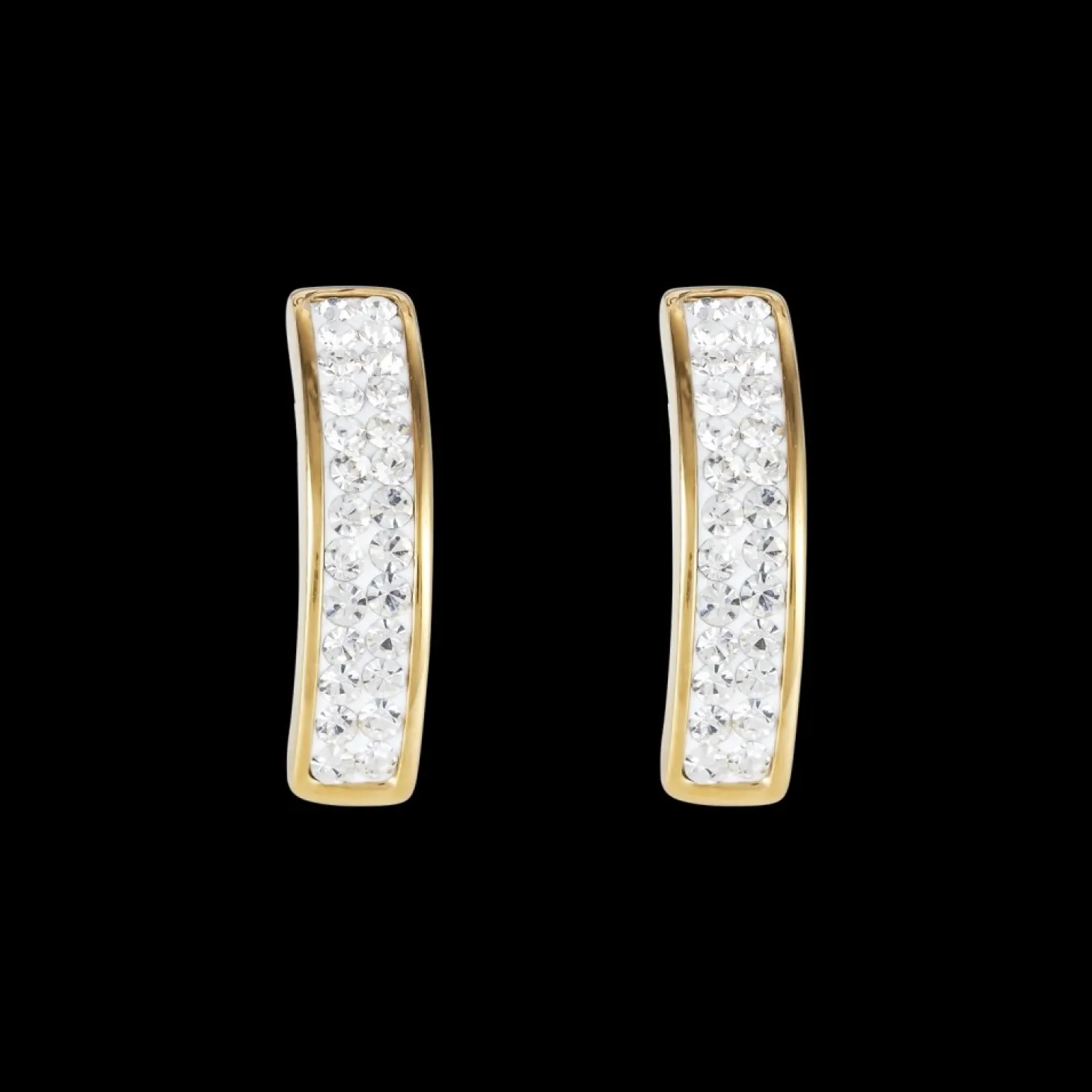 COEUR DE LION Earrings Stainless Steel Gold & Crystals Pave Crystal
